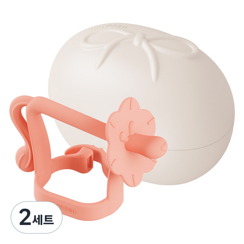모윰 유아용 스타터 사자 치발기 + 케이스, 핑크, 2세트