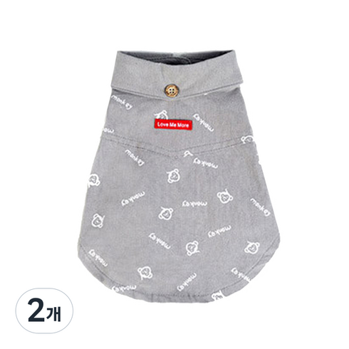 윰 영국풍 봄가을 반려동물 티셔츠, 그레이몽키, 2개