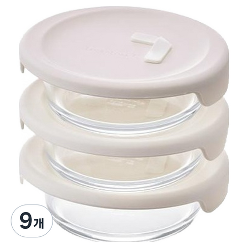 락앤락 바로한끼 내열유리 밥용기 아이보리, 9개, 250ml