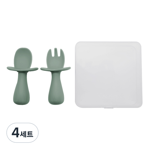 랄라비 아이주도 스푼 포크 + 케이스 세트, 03 그린(스푼포크세트), 스푼 + 포크 + 케이스, 4세트