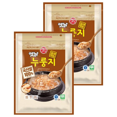오뚜기옛날 구수한 끓여먹는 누룽지, 3kg, 2개