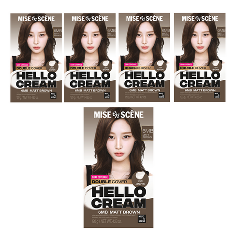 미쟝센 헬로크림 더블커버 새치 염색제, 매트브라운, 5개