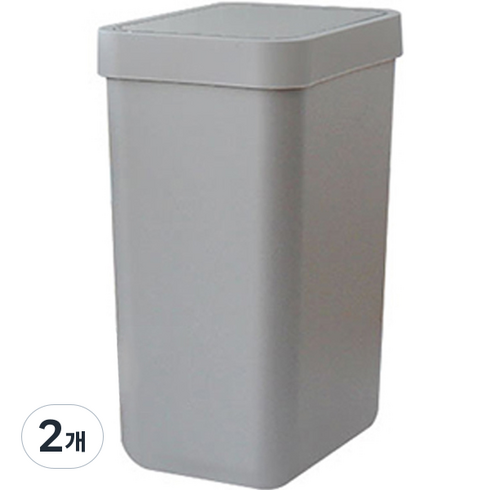 가쯔 원터치 프리미엄 사각 휴지통 10L, 올그레이, 2개