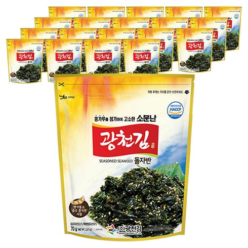 광천김 소문난 광천 돌자반, 70g, 20개