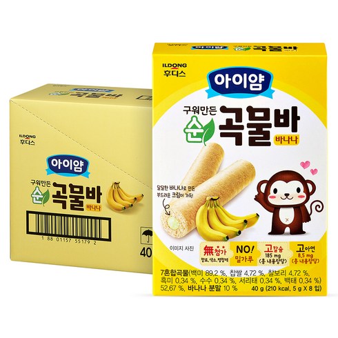 아이얌 구워만든 순곡물바, 바나나, 40g, 6개