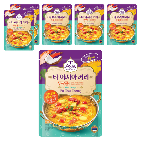 티아시아키친 푸팟퐁 커리 분말, 100g, 6개