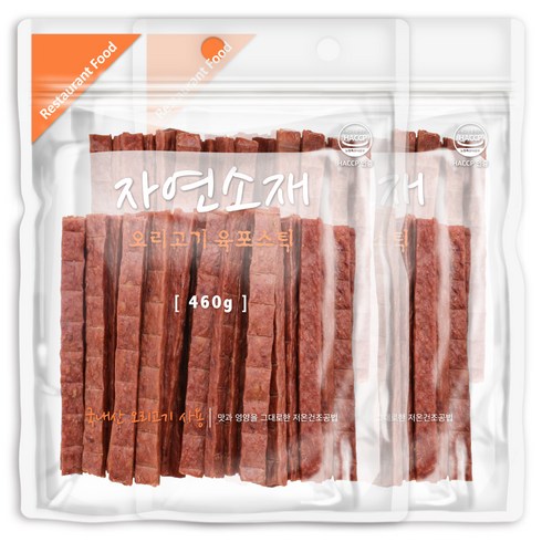 굿데이 자연소재 강아지간식, 오리고기육포스틱, 460g, 2개
