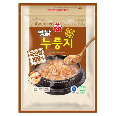 오뚜기옛날 구수한 끓여먹는 누룽지, 3kg, 1개