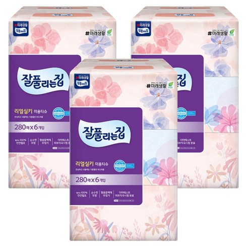 잘풀리는집 천연펄프 미용티슈 2겹, 280매입, 18개