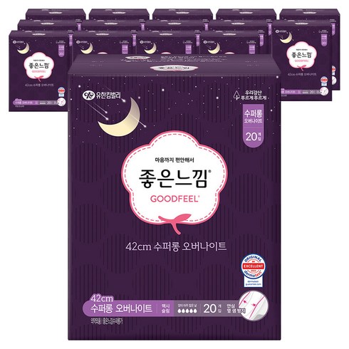 좋은느낌 오리지널 생리대 날개형, 슈퍼롱, 20개입, 15개