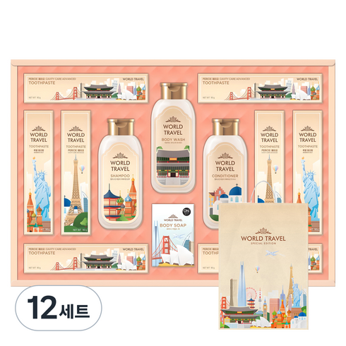 LG생활건강 월드트레블에디션 헤어바디케어 선물세트 + 쇼핑백, 12세트