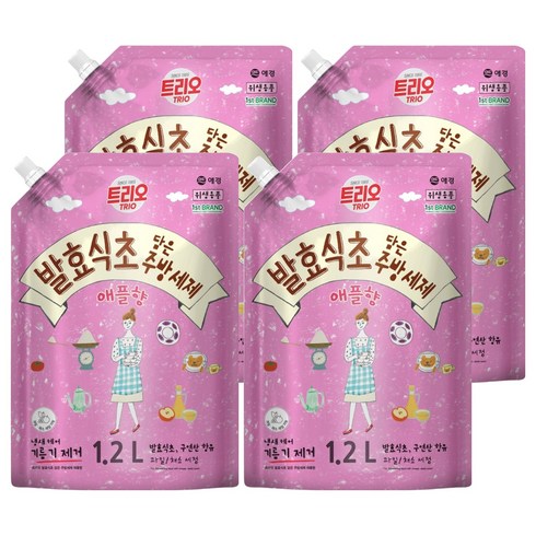 트리오 발효식초 담은 주방세제 애플향, 1.2L, 4개