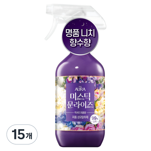 아우라 퍼퓸 섬유탈취제 미스틱 문라이즈 본품, 490ml, 15개