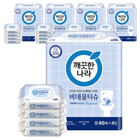 깨끗한나라 닥터비데 비데물티슈 오리지널 화장실용 캡형, 55g, 46매, 20개
