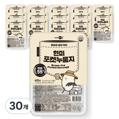 심플잇 현미포켓누룽지, 429g, 30개