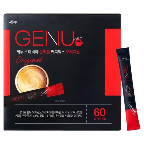 제누 스테비아 프로틴 단백질 커피믹스, 9.8g, 60개입, 1개