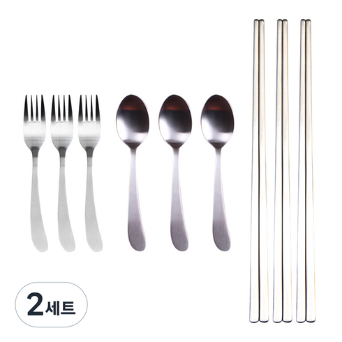 라온누리 아동용 웨이브 수저세트 스푼 3p + 포크 3p + 젓가락 3p, 2세트, 스푼3개+포크3개+젓가락3개