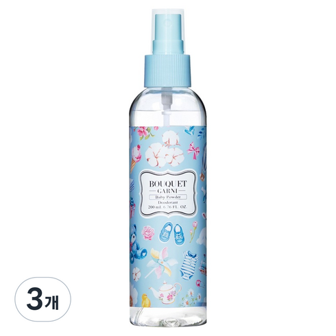 부케가르니 리프레쉬 데오드란트 스프레이 베이비파우더, 3개, 200ml