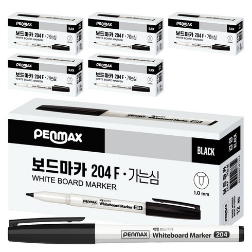 팬맥스 가는심 화이트보드마카 204F, 검정, 72개