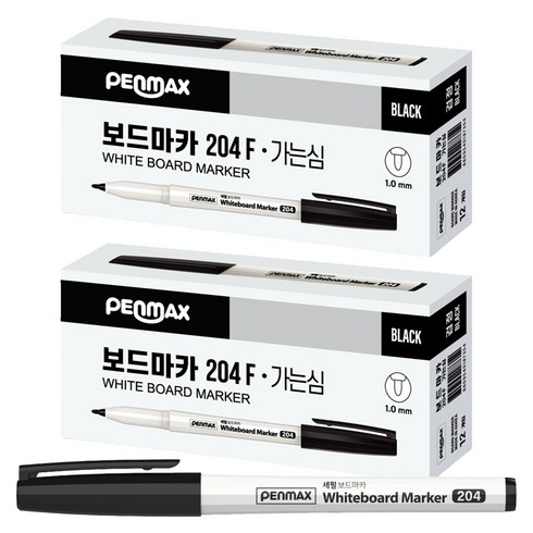 펜맥스 12각 세필 보드마카, 검정, 24개