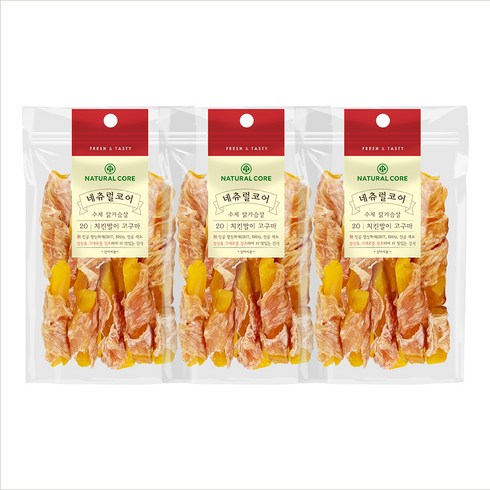 네츄럴코어 강아지 간식, 치킨&고구마, 110g, 3개