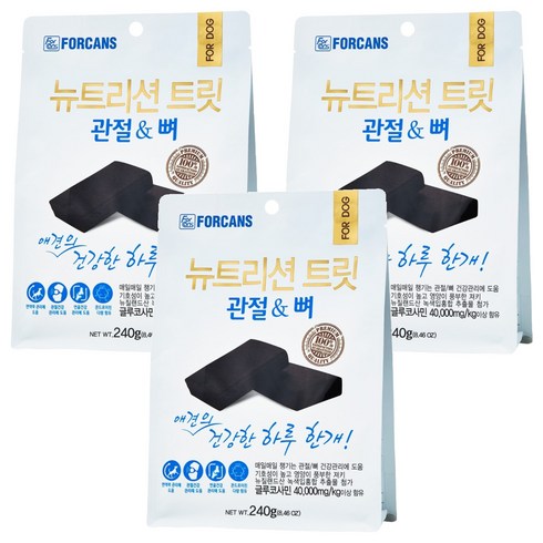 포켄스 강아지 뉴트리션 트릿 영양제, 240g, 뼈/관절강화, 3개