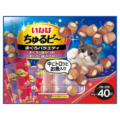 이나바 츄르비 버라이어티 고양이 간식, 참치, 10g, 40개