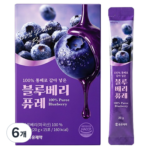 유유제약 100% 통째로 갈아 넣은 블루베리 퓨레 안토시아닌 스틱, 20g, 90개