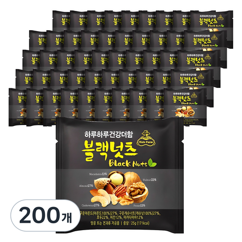 넛츠팜 하루하루 건강더함 블랙넛츠 믹스넛, 25g, 200개