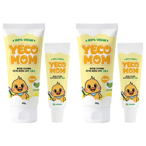 예꼬맘 치카케어 3단계 60g + 소형치약 15g 스피아민트향, 75g, 2세트