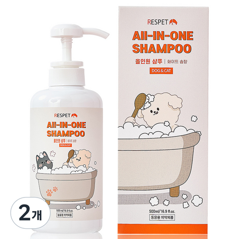 리스펫 반려동물 더 순한 저자극 올인원 샴푸, 500ml, 1개입, 2개