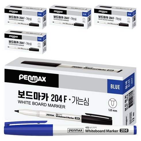 팬맥스 가는심 화이트보드마카 204F, 청색, 60개