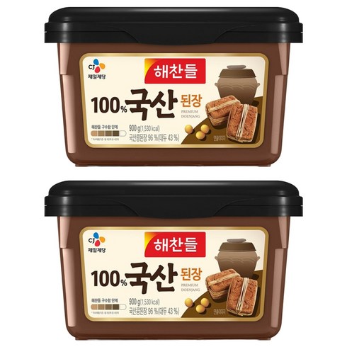 해찬들 100% 국산된장, 900g, 2개