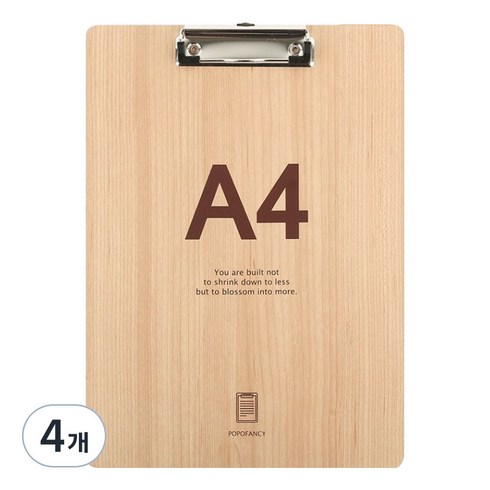 포포팬시 심플 우드 클립 보드, A4, 4개
