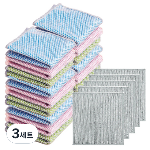 피어니스트 깔끔 수세미 걸레 4종 x 5p 세트, 혼합색상, 3세트