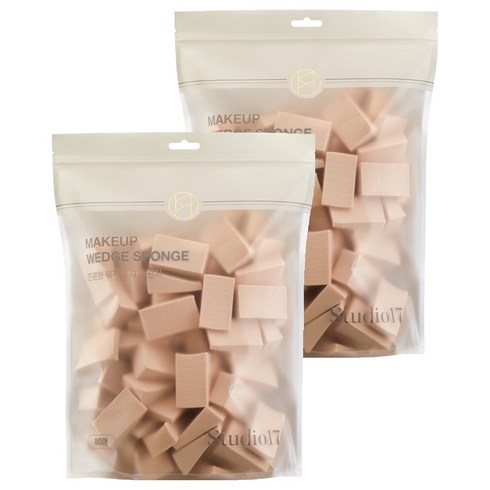 스튜디오17 웨지 조각 스펀지 80p, 2개, beige