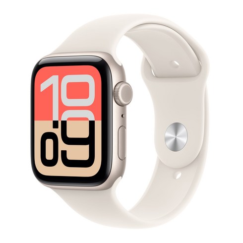 Apple 2025 애플워치 SE3 알루미늄 케이스, 스타라이트, 44mm, GPS+Cellular, 스타라이트, M/L