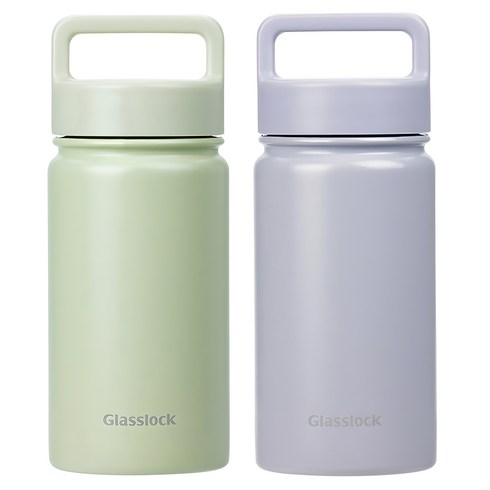 글라스락 스포티 핸들 텀블러 2p, 페일그린 + 페일 라벤더, 350ml, 1세트