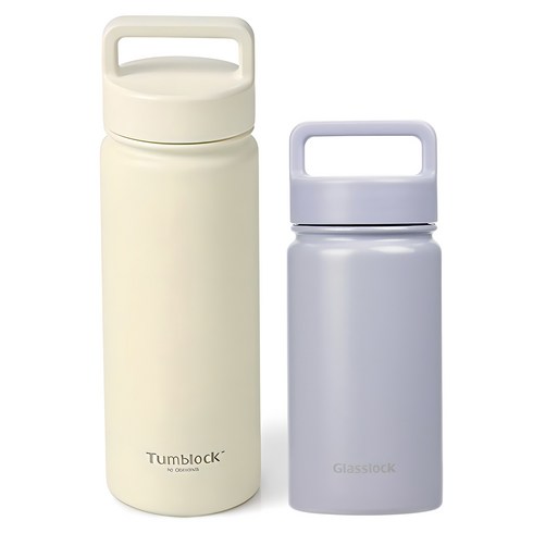 글라스락 스포티 핸들 텀블러 350ml + 텀플락 스포티 핸들 텀블러 500ml, 페일라벤더 + 베이지, 850ml, 1세트