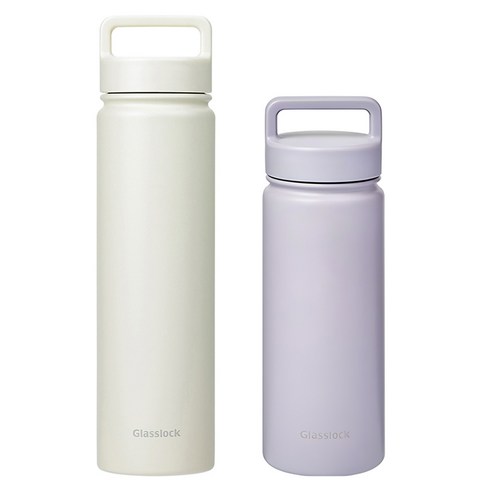 글라스락 스포티 핸들 텀블러 500ml + 700ml, 페일라벤더 + 베이지, 500ml+700ml, 1세트