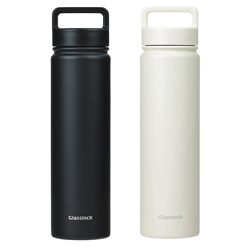 글라스락 스포티 핸들 텀블러 2p, 베이지 + 블랙, 700ml, 1세트