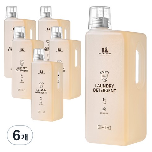 비지엔젤 초고농축 아기 세탁세제 코튼블라썸, 6개, 1L
