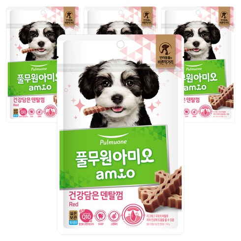 풀무원아미오 강아지 건강담은 덴탈껌, 레드, 100g, 4개