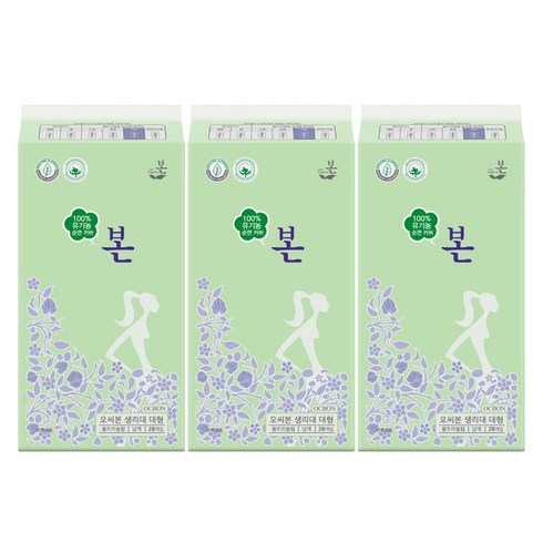 유기농본 유기농 순면 울트라슬림 생리대, 대형, 28개입, 3개