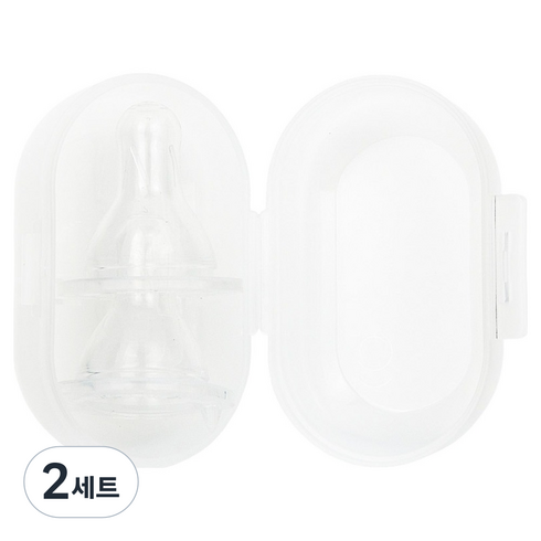 그린맘 유아용 아이쏙 젖꼭지 슬림형 2p Y type + 휴대용 케이스 세트, M(4개월~), 2세트