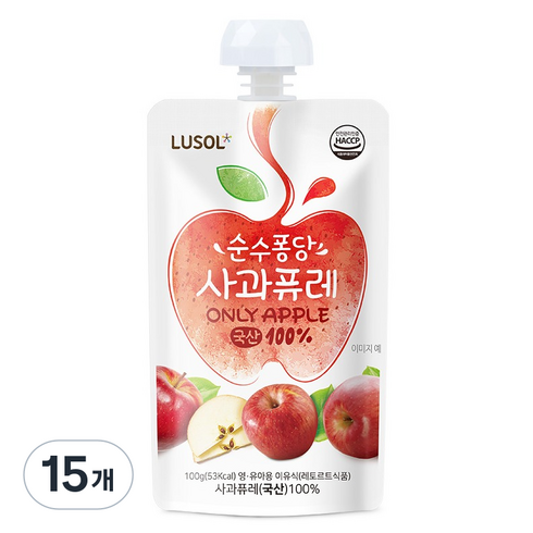 루솔 순수퐁당 사과퓨레, 사과맛, 100g, 15개