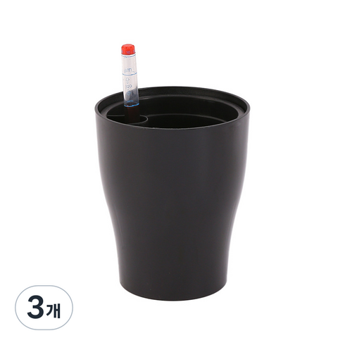 플러스잇 심플 플라스틱 다육 화분, 5 블랙, 3개