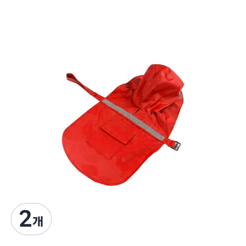 윰 반려동물 반사광 후드 방수우비, 레드, 2개