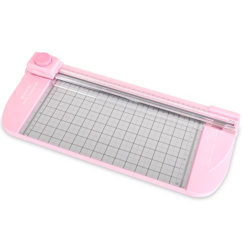 현대오피스페이퍼프랜드 직선 곡선 절취선 3종 칼날 트리머 재단기, A4, TRIMMER-007(PINK)