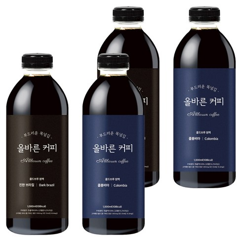 올바른커피 더치커피 진한 브라질 + 콜롬비아 수프리모, 2세트, 2개입, 1L